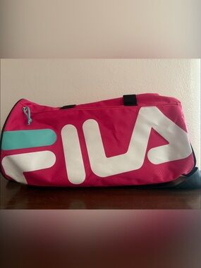 Fila Pink Duffel Bag with Teal Accent